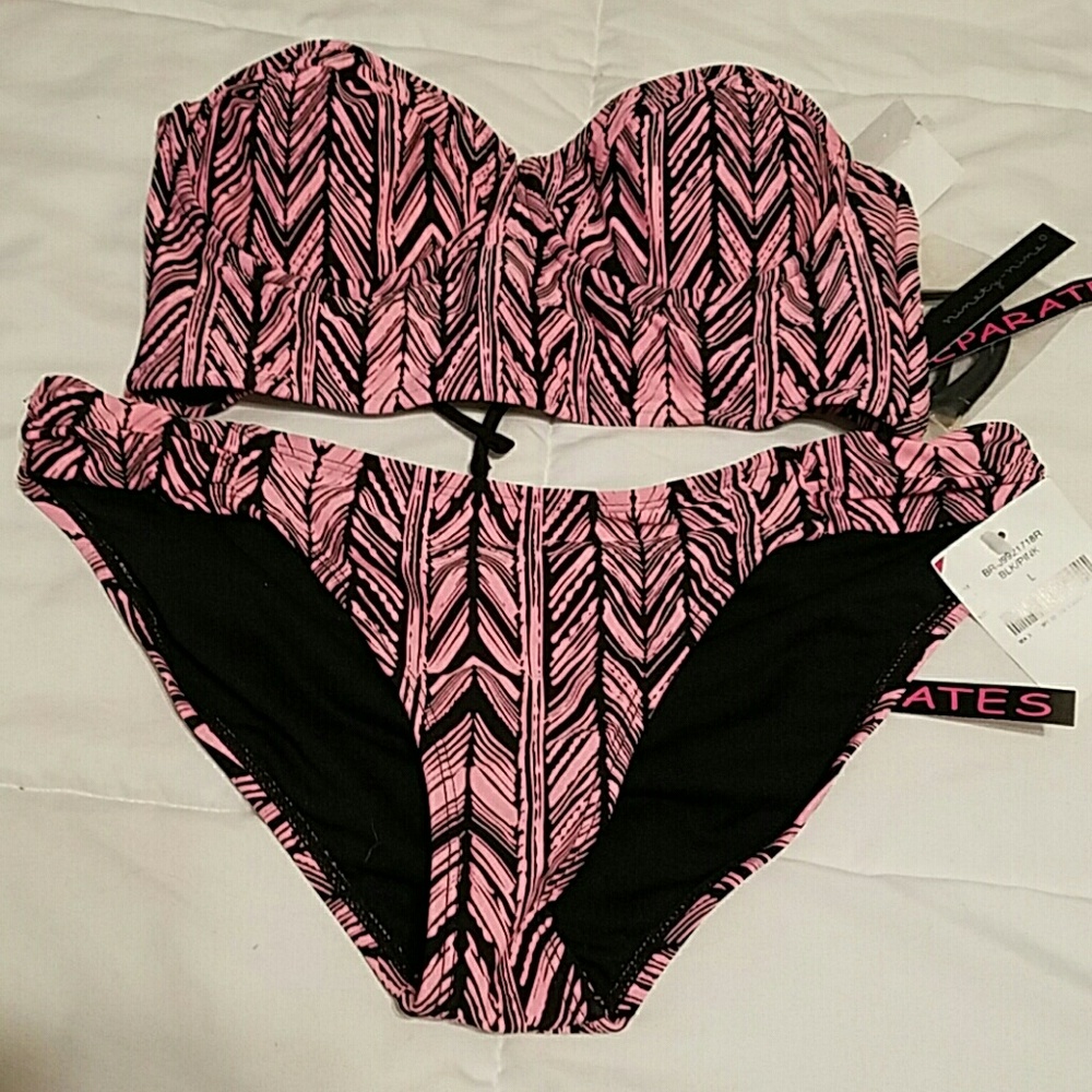 Pink and black bikini set